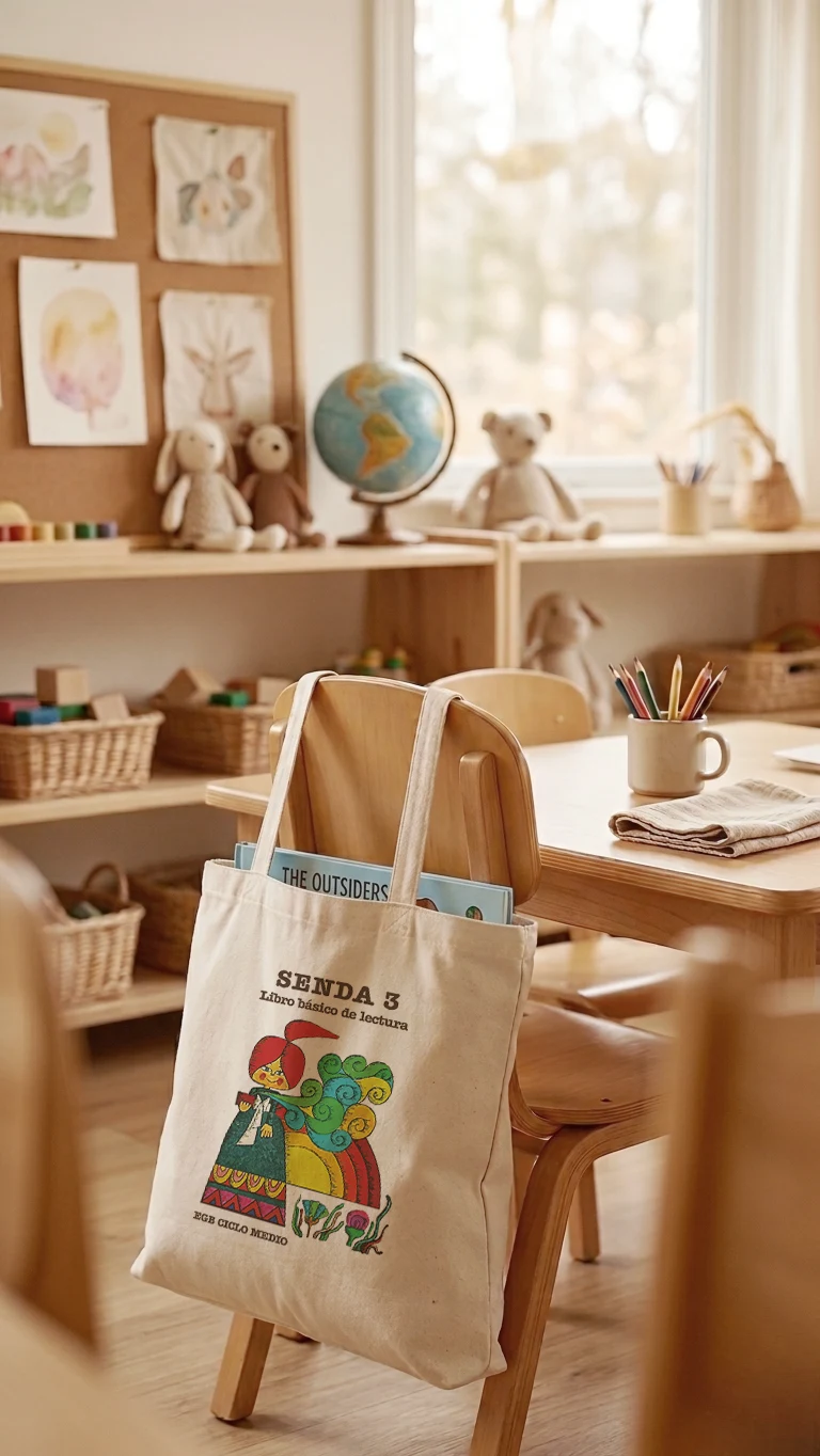 Tote bag color crudo de Senda 3 libro de colegio EGB