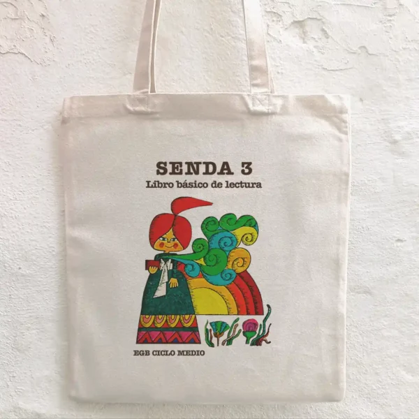 Bolso de compras con imagen del libro de lectura Senda 3 color crudo