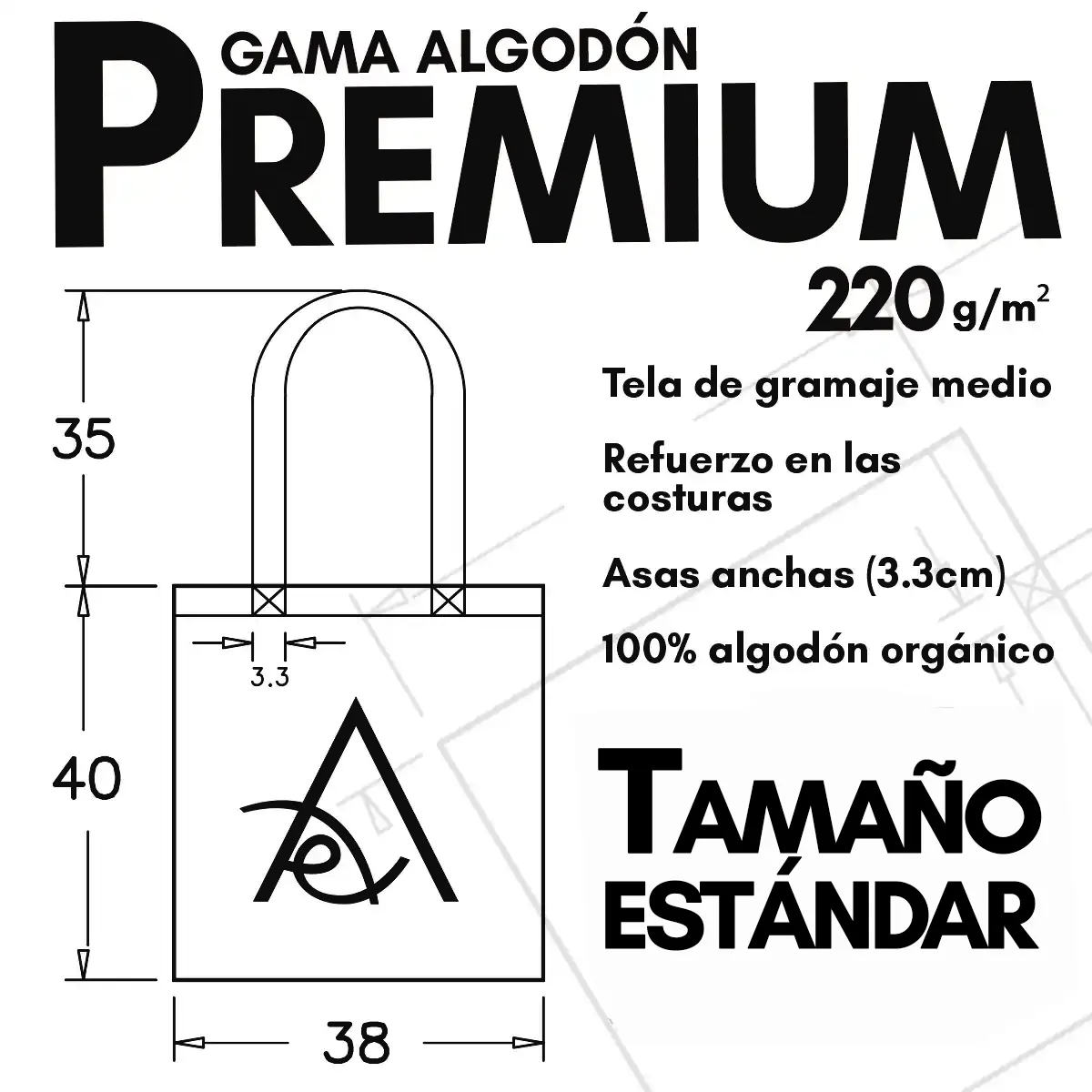 Ficha técnica bolso de tela gama PREMIUM