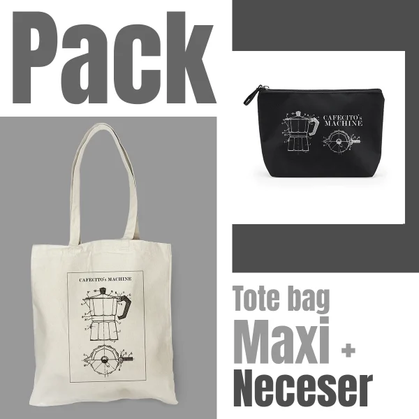 Pack Cafecito Machine con Tote bag maxi y neceser