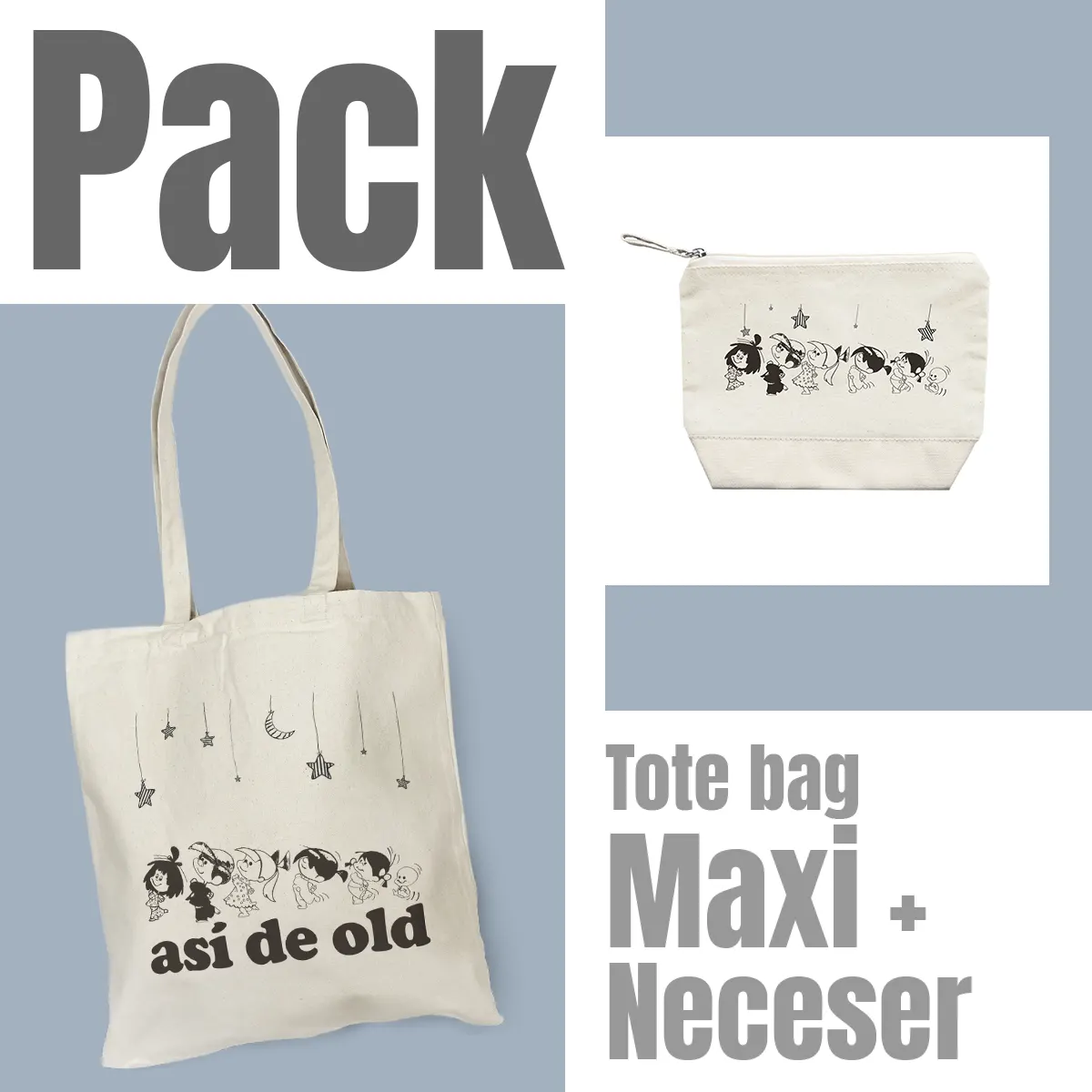 Pack Vamos a la cama con la familia Telerin (tote bag + neceser)