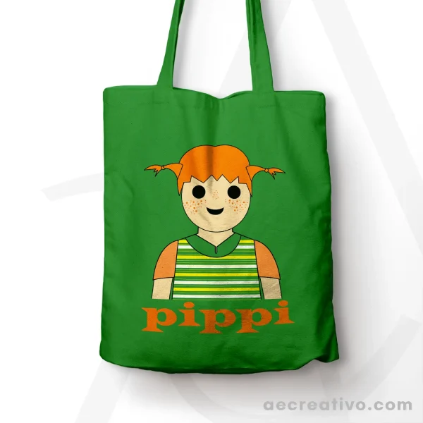 Tote bag en color verde de Pippi Langstrump