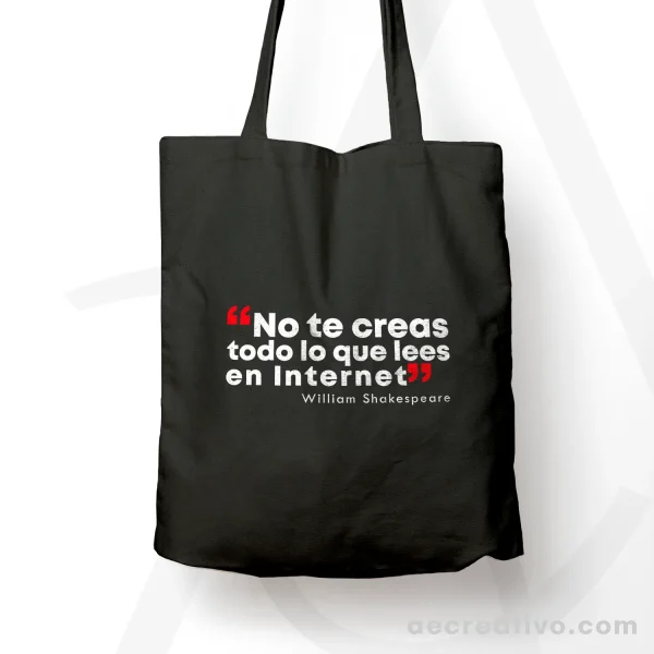 No te creas todo Internet bolso de tela