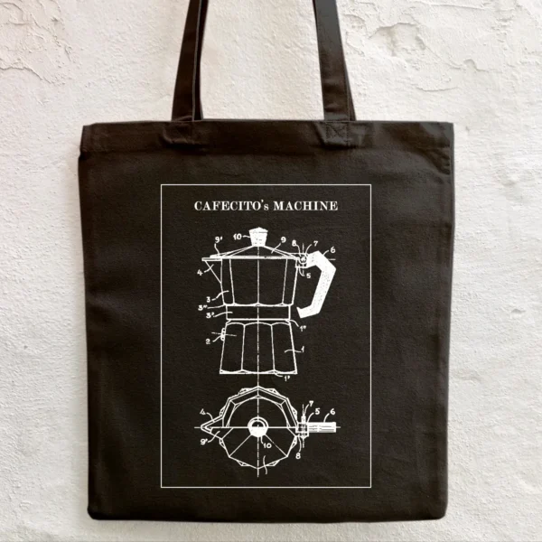Tote bag en negro de Cafecito Machine