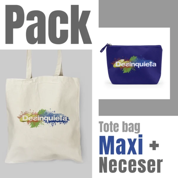 Tote bag Desinquieta y neceser azul