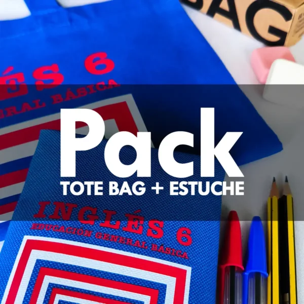 EGB Inglés, pack de bolso de tela con estuche